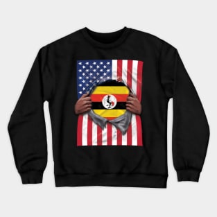 Uganda Flag American Flag Ripped - Gift for Ugandan From Uganda Crewneck Sweatshirt